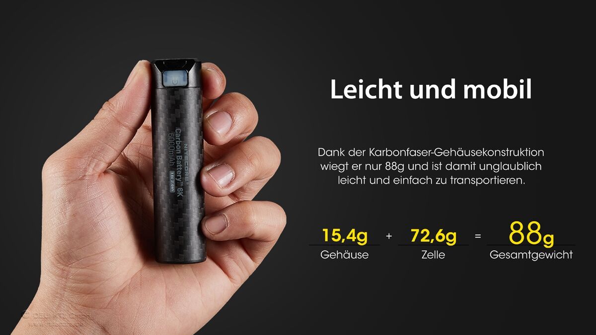 Nitecore Powerbank Carbon Battery 6K 6000mAh Nitecore Powerbank Carbon Battery 6K 6000mAh